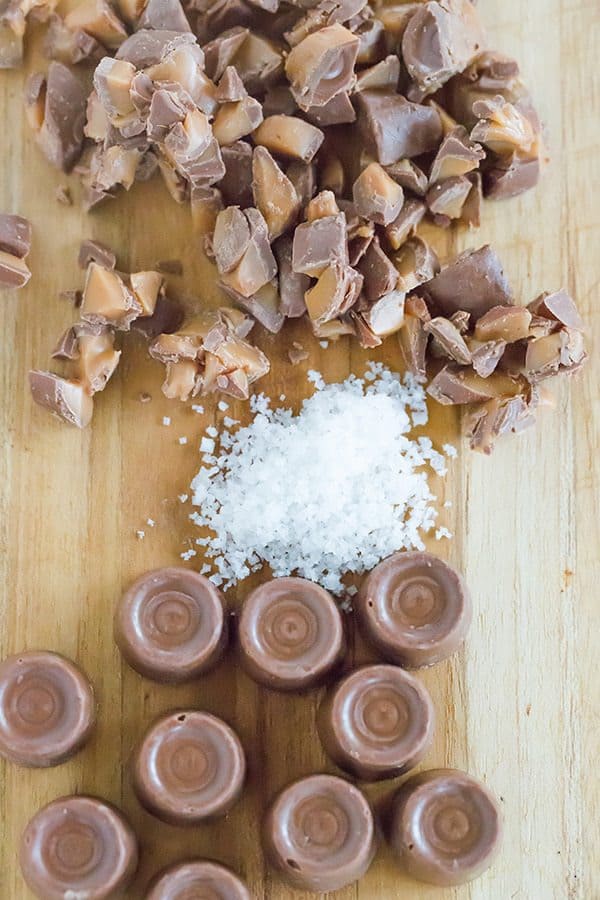 Salted Rolo Brownies: These super fudgy brownies are loaded with chopped Rolo candies, have additional candies pressed into the top of the batter, and include a healthy dose of flaked sea salt for the ultimate balance. 