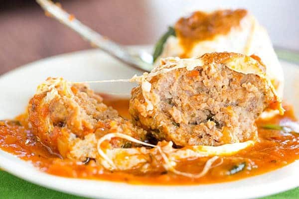 Skillet Meatball Parmesan: An easy skillet meal with awesome meatballs simmered in a tomato sauce and topped with lots of fresh mozzarella.