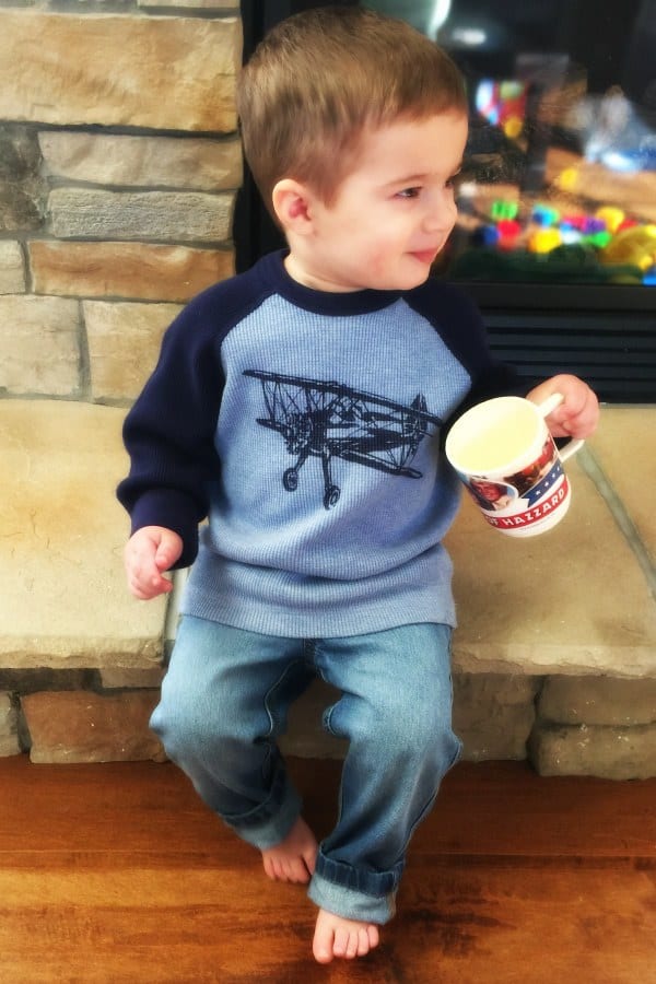 Joseph with his Dukes of Hazard cup!