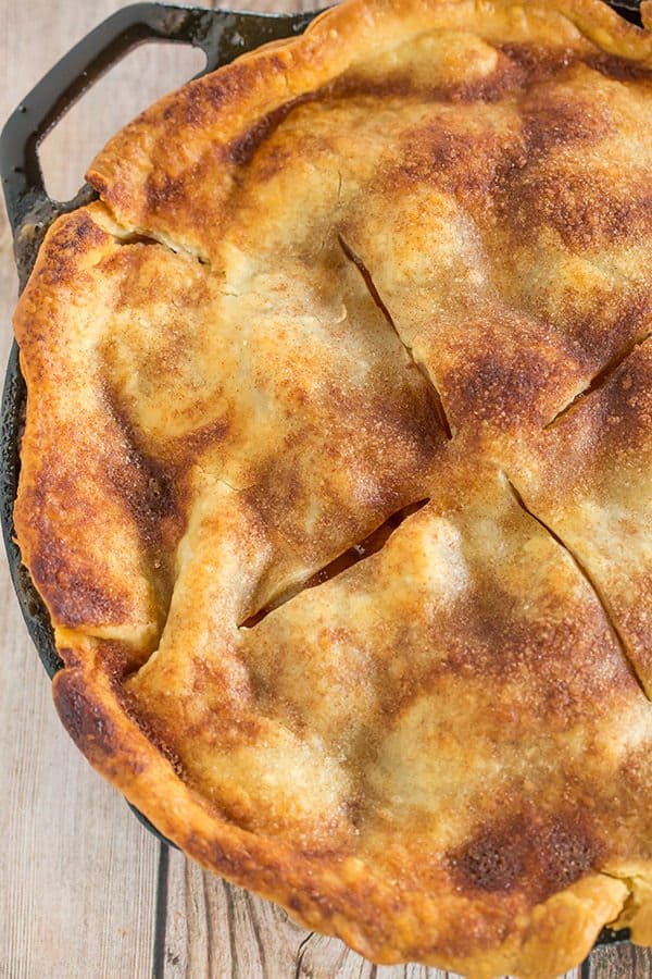 This skillet apple pie is a quick and easy dessert recipe, and it's toffee-like sauce will melt your heart.