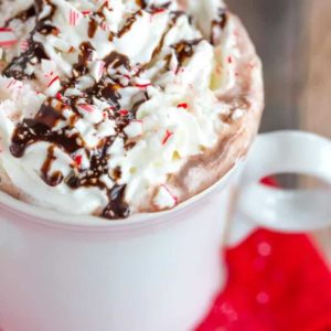 Peppermint Bark Hot Chocolate is an easy way to put a homemade spin on your favorite hot chocolate mix and the best peppermint bark!