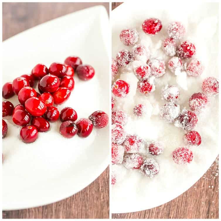An easy recipe for sugared cranberries - a beautiful, sparkly garnish for your holiday desserts and cocktails! | browneyedbaker.com