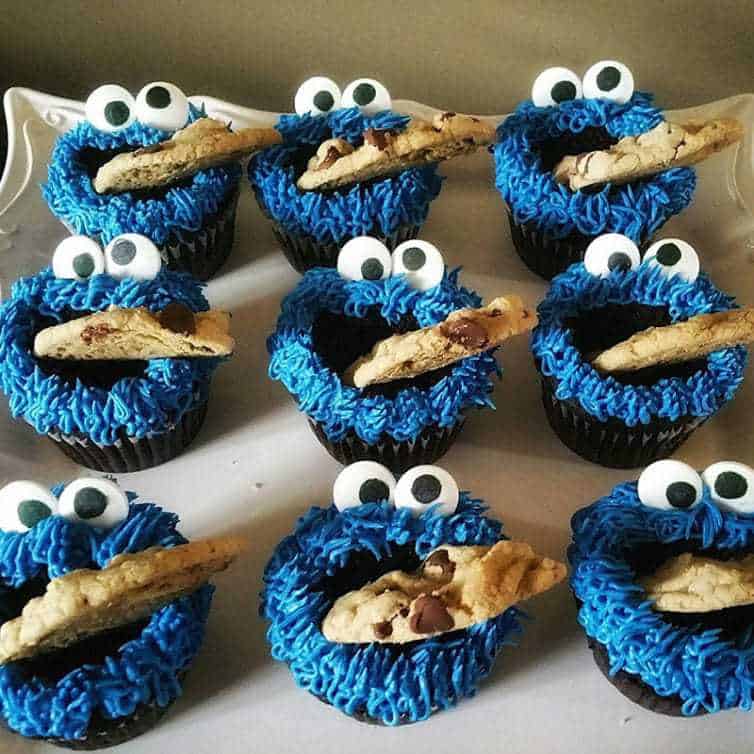 Cookie Monster Cupcakes | Sesame Street Themed 2nd Birthday Party