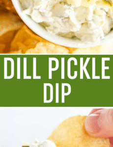 Dill pickle dip is a must for any pickle fan! Loads of pickle and dill flavor and it's perfect for dipping pretzels, chips, crackers, or veggies.
