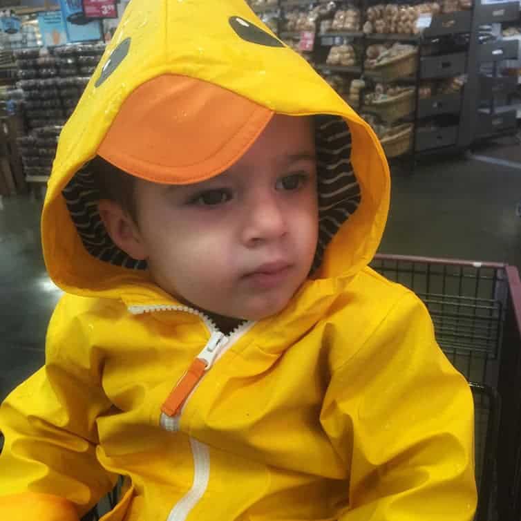 Joseph in his new raincoat!