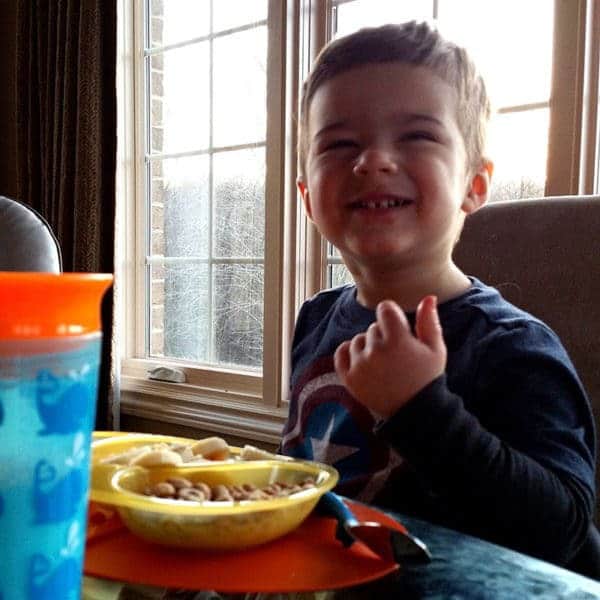 Joseph having breakfast (26 months)