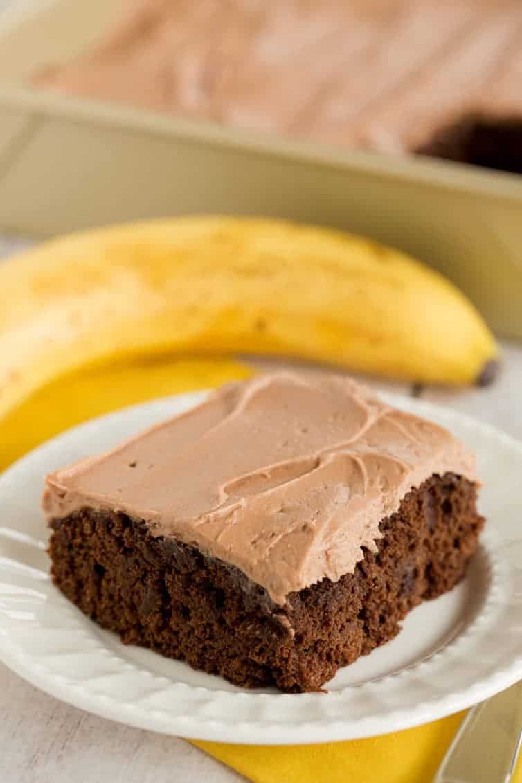 Chocolate Banana Cake with Chocolate Cream Cheese Frosting is easy, quick to make, extremely moist, and packed with tons of banana flavor. 