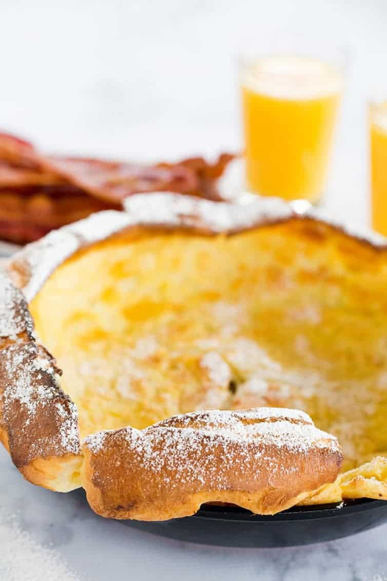 This Dutch baby pancake, sometimes called a German pancake, is a not-too-sweet, crepe-like popover that makes the perfect breakfast or brunch.