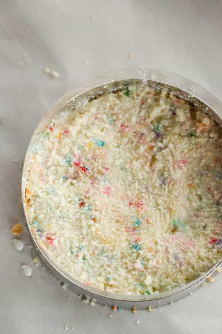 The famous Momofuku Milk Bar Birthday Layer Cake - Layers of funfetti cake loaded with sprinkles, vanilla frosting, and birthday cake crumbs!