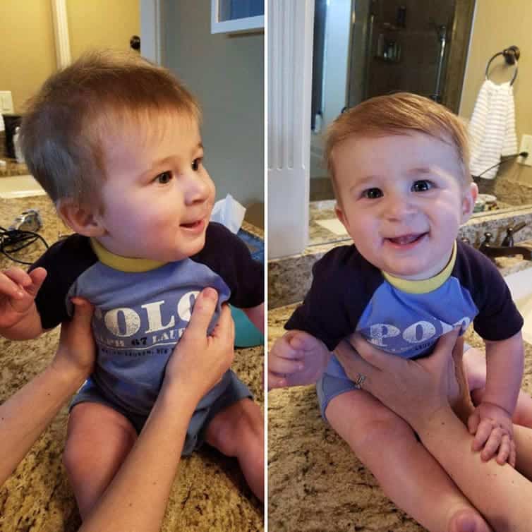 Dominic's first haircut!