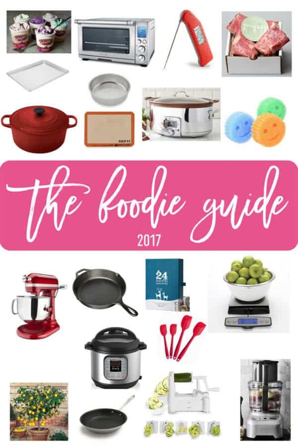 A collage of products for a gift guide geared toward home cooks and bakers.