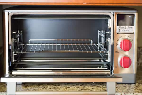 The Wolf Gourmet countertop oven with the door open.