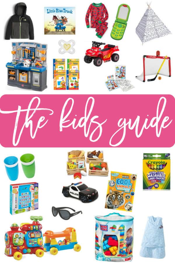 A collage of gift ideas for babies and toddlers.