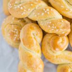 A pile of braided Greek Easter cookies (Koulourakia)