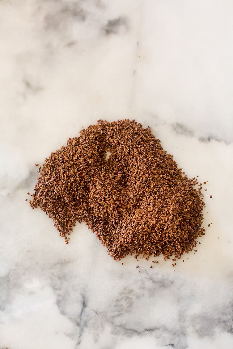 A pile of grated chocolate.