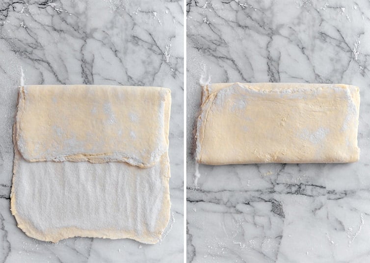 Finishing the sugared turn for kouign-amann.