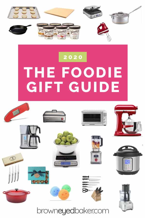 Collage of kitchen products with the text "2020 The Foodie Gift Guide"