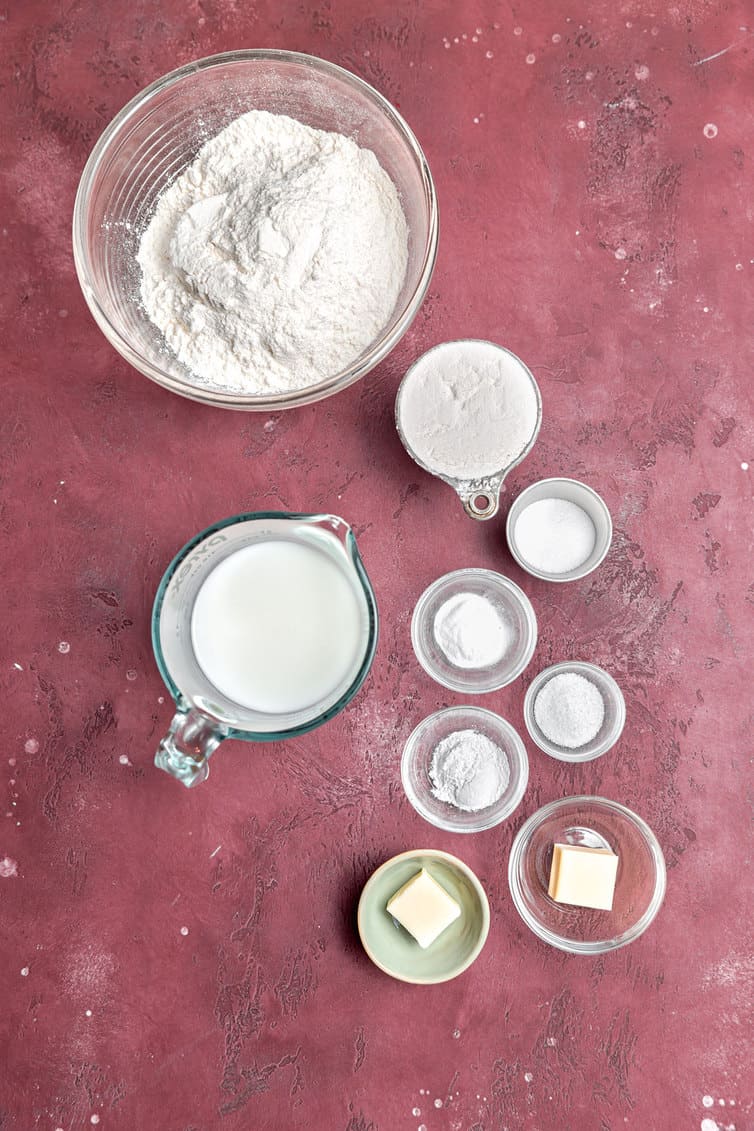 Ingredients for Irish soda bread mise en place.