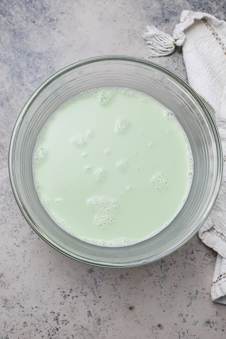 Green-tinted ice cream base.