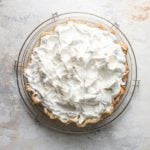 Meringue topping on a lemon meringue pie.
