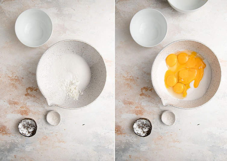 Mixing together filling for buttermilk pie.