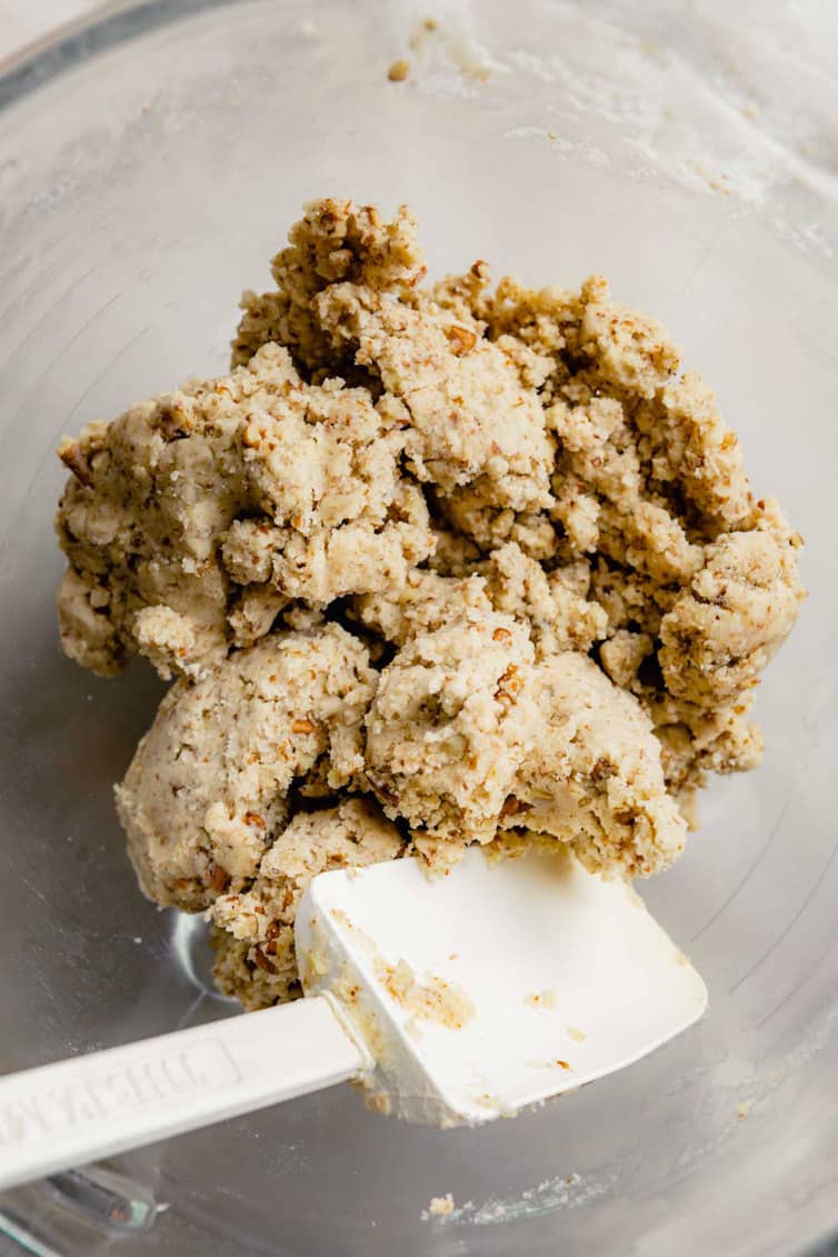 Dough mixed together for snowball cookies.