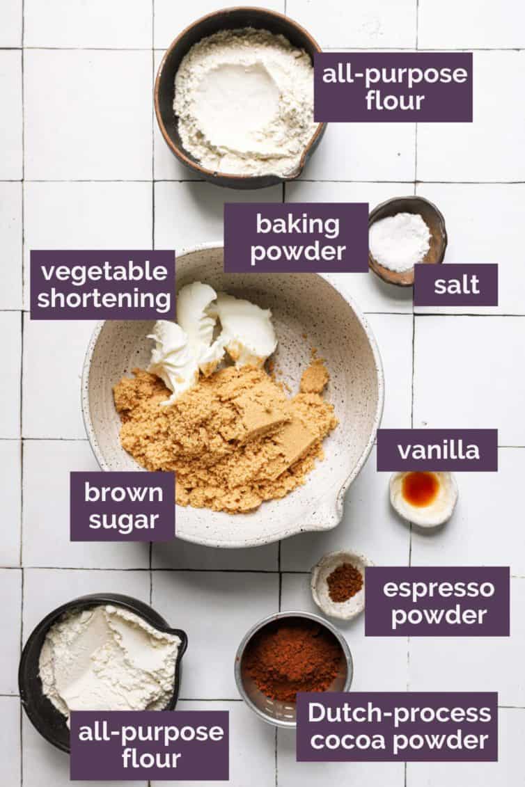 Ingredients for ice cream sandwiches labeled with which ingredients are what.