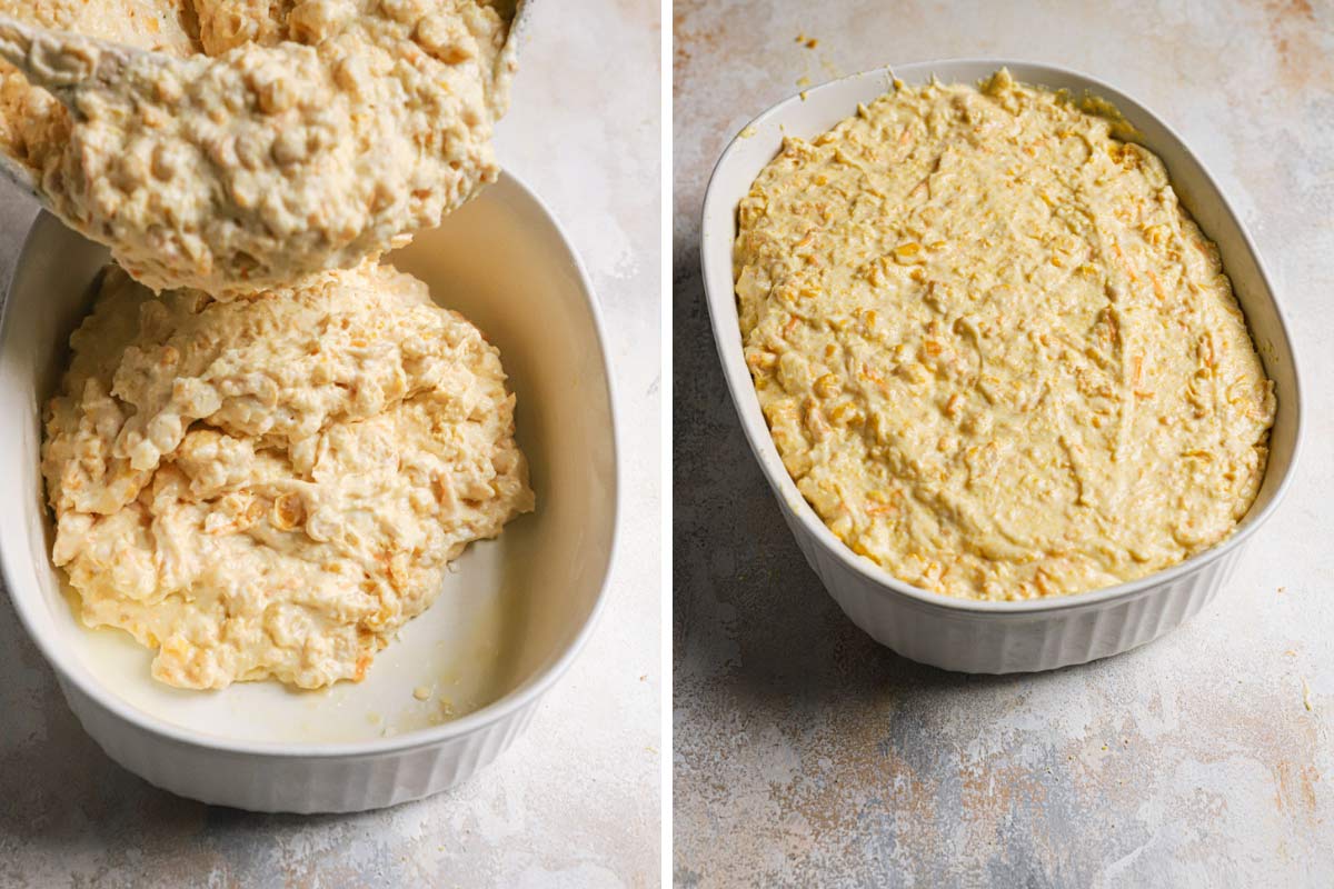 an overhead of the step-by-step instructions for prepaing this creamed corn casserole recipe