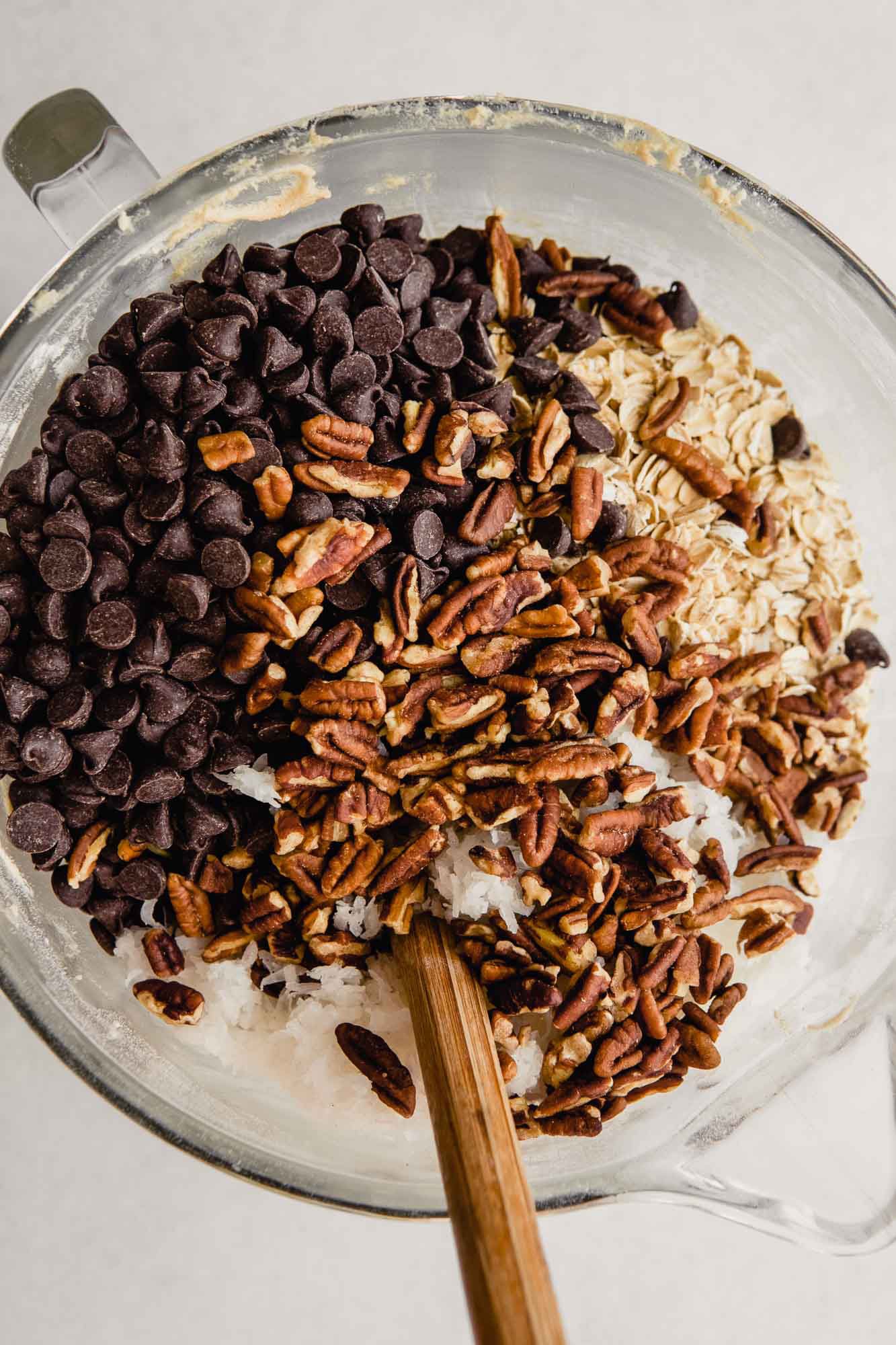 Mixing together cowboy cookie dough.