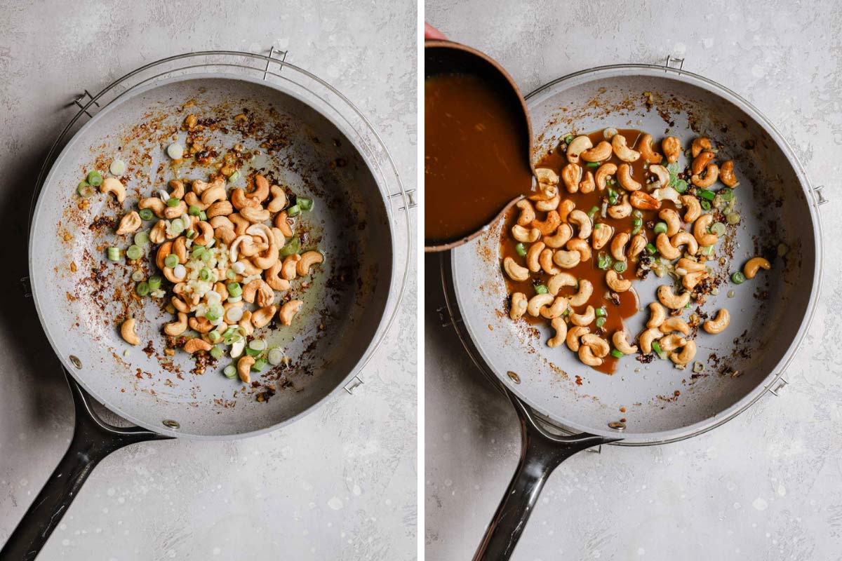 Cashews, green onions, and garlic sautéed and tossed in a brown sauce.
