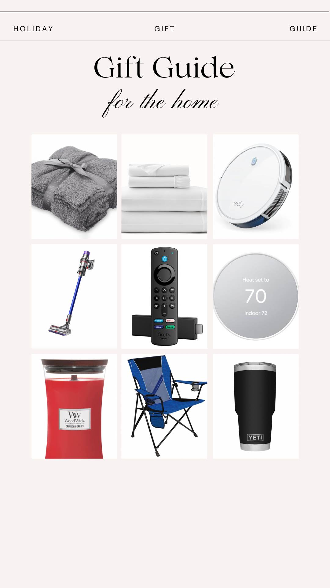 Photo collage with text saying Gift Guide for the home.